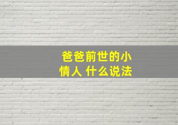 爸爸前世的小情人 什么说法